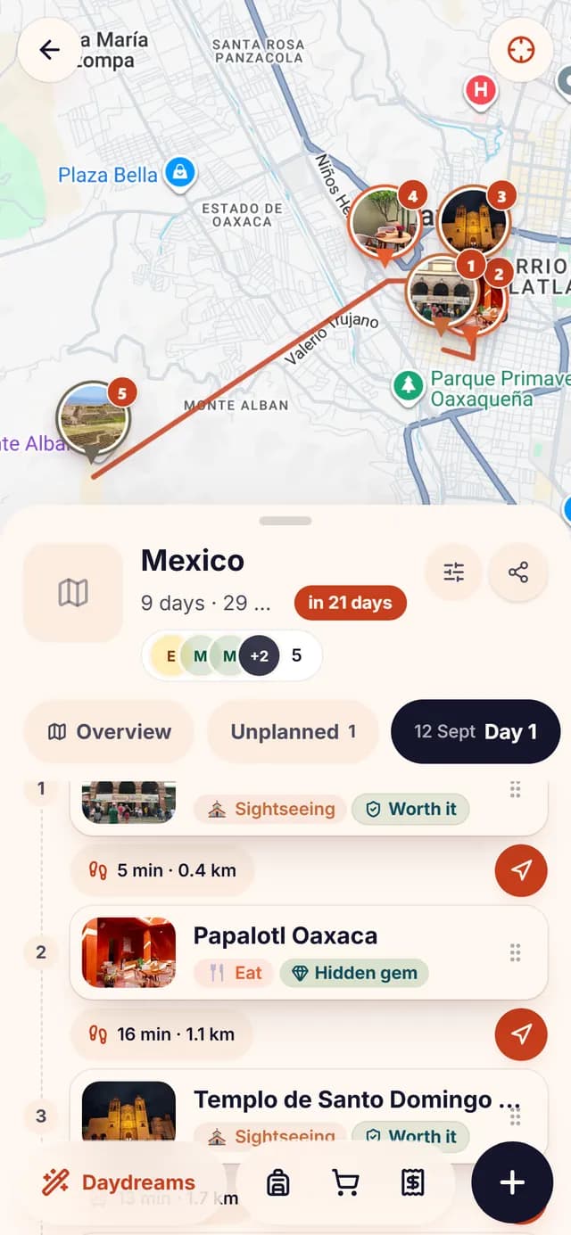 TripSake day plan for the Coyoacan and Xochimilco day in Mexico City, in order