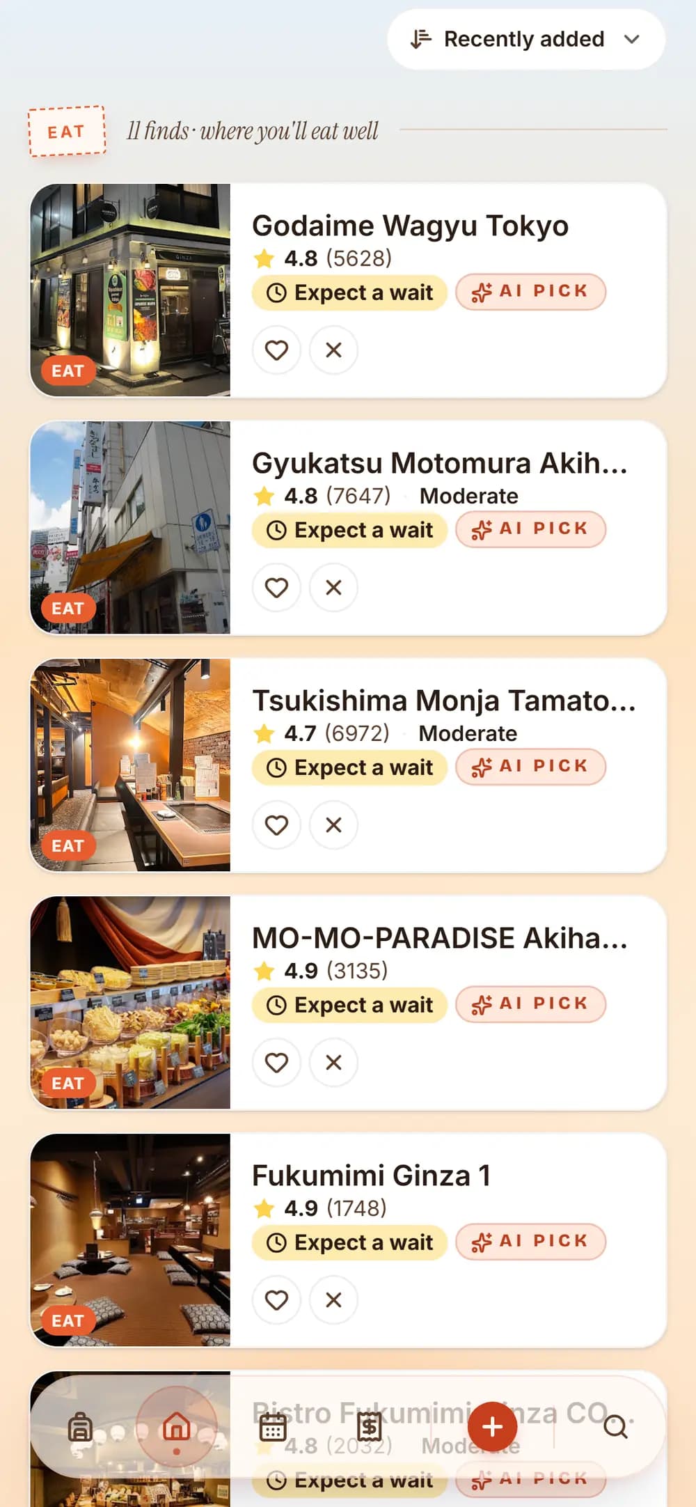 TripSake saved places map for a city trip