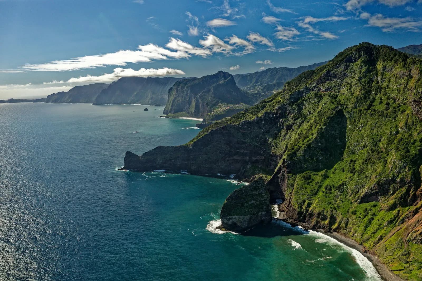 The cliffs of the north coast of Madeira dropping into the Atlantic